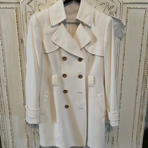 Winter white and gold button Tahari pants suit